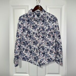 Karen Scott Lightweight Floral Button Down Longsleeve Blouse S